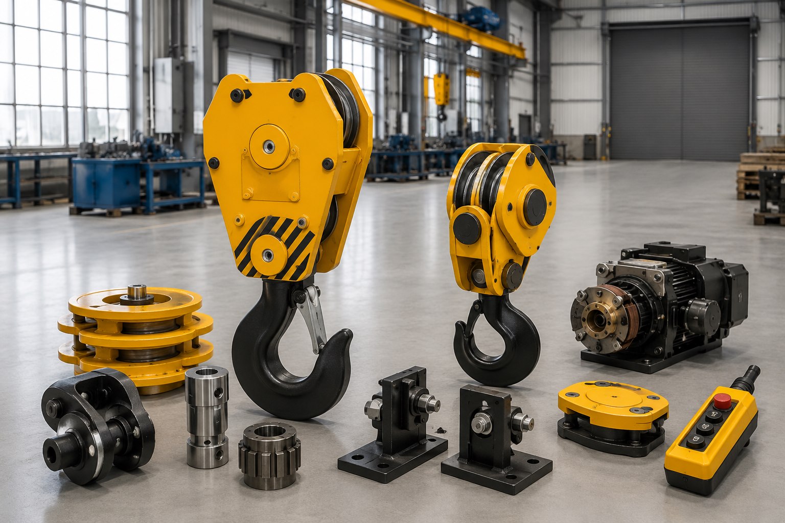 Crane hooks wheels brakes and spare parts